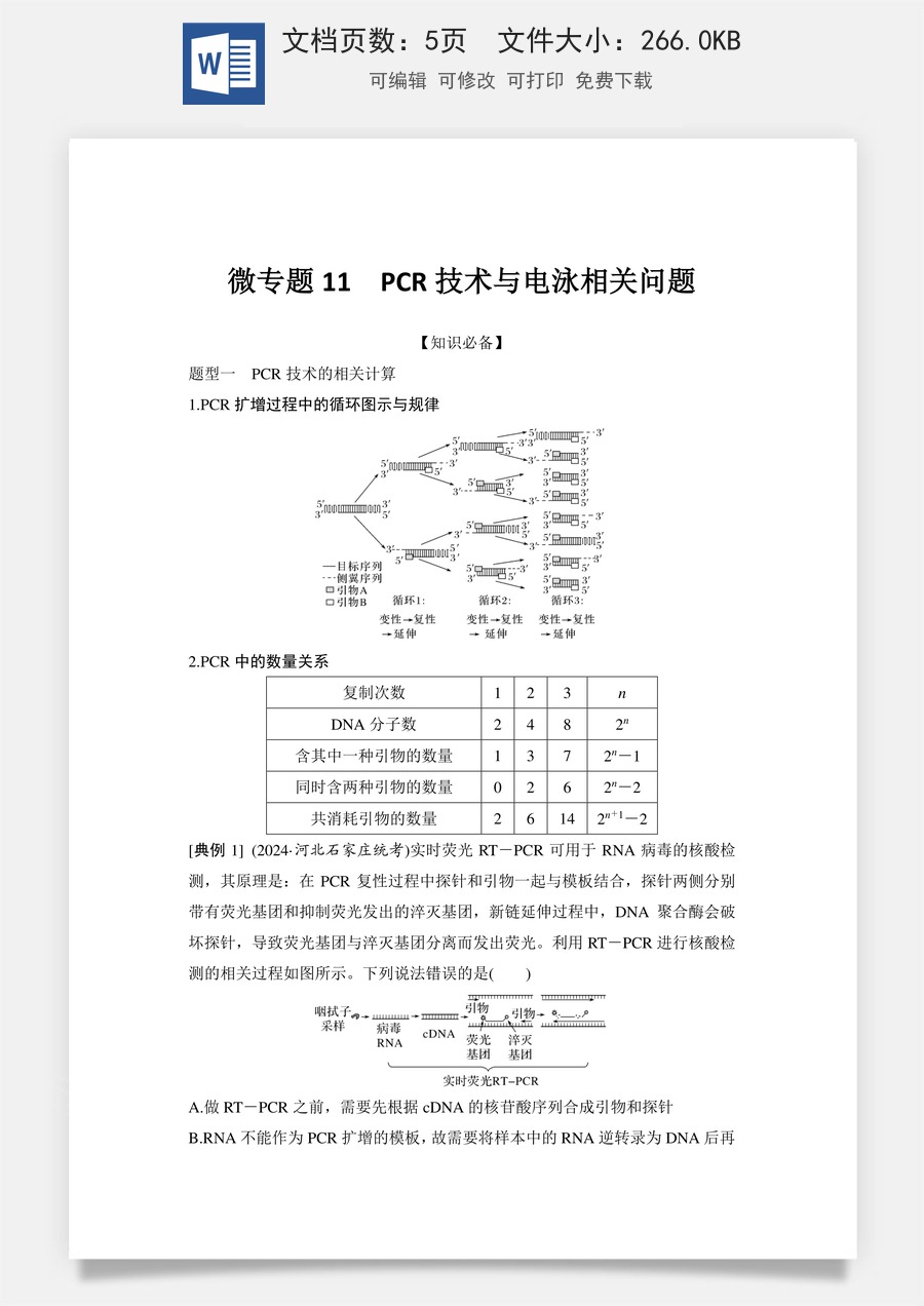 高中-高考总复习-生物-微专题11　PCR技术与电泳相关问题.doc